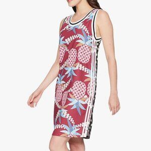 FARM Rio Pink Pineapple and Black Polka Dot Midi Dress, Sz S